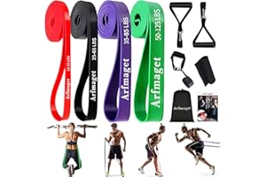 Arfmaget Bandas de Resistencia,Bandas Elasticas Musculacion Set con Pull Up Bands,2 Manija,1 Anclaje de Puerta,1 Protectoras,Bandas Elásticas de Caucho Natural para Entrenamiento