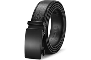 LionVII Ceinture pour homme avec cliquet automatique – Ceinture réglable de 3,5 cm en cuir véritable pour les loisirs et les affaires, peut être coupée pour un tour de taille de 75 à 125 cm, Noir