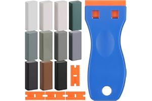 STARVORTEX 17 Pezzi Kit Riparazione Parquet, Kit di Riparazione Legno per Riparazione Graffi, Macchie, Buco Parquet, 8 Bastoncini di Cera Colorata con Raschietto per Tutti i Tipi di Mobili in Legno (Grigio)