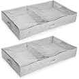 Lot 2 Sacs Rangement Sous Lit Navaris 91x54x13,5 Cm - 66L, Housse Transparente Avec Compartiments
