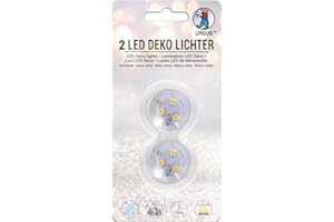 Ursus 18600000 - LED Deko Lichter, 2 Stück, Leuchtdauer ca. 12 Stunden, warmweißes Licht, wasserdicht, inklusive Batterien und Klebepads, ideal als Dekolicht, für Laternen und als Ersatz für Kerzen