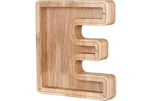 ANTTYSCAR Buchstabe Spardose Buchstabe Holz Groß, A-Z Buchstaben Spardose Hölzerne Sparbüchsen Alphabet Münze Bank Münze Geld Bank für Erwachsene Kinde（E）