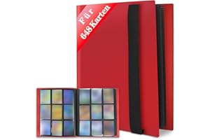 JUSONEY Karty Kolekcjonerskie Album - Z648 Kieszenie 36 Pages Pro 9 Kieszenie z wodoodporną niebieską okładką książki Idealne do zbierania kart do MTG Magic, do Match Atta(czerwony)