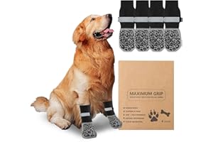 APKOL 2 Paar Doppelseitige Hundesocken Pfotenschutz Anti-Rutsch,Hundestoppersocken mit verstellbaren Riemen-Traktionskontrolle für Hartholzböden im Innenbereich, Hundeschuhe Pfotenschutz(Schwarz, S)