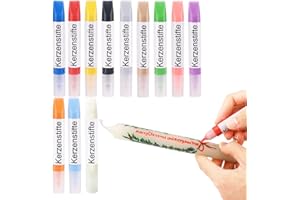 Ovaletta 12 Farben Kerzen Bemalen Set, Kerzenstifte, Wachsplatten für Kerzen, Candle Pen, Kerzenstifte zum Verzieren, Keramik Bemalen Set, je 10 ml