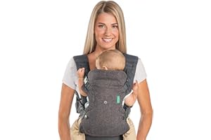 Infantino - Porte-bébé Flip 4-en-1 - Ergonomique - 4 façons de porter -Convertible - Confortable - Lanières Rembourrées - Ajustable -Support de Tête - Pour Bébés De 3,6 à 14,5 kg - Gris