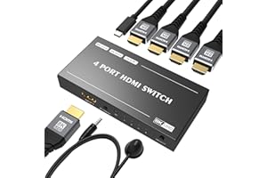 CHENLENIC HDMI 2.1 Switch Ultra HD 8K High Speed 48Gbps HDR10 3D Directional Splitter Only 4in 1out 8K@60Hz 4K@120Hz HDCP2.3 Converter with IR Remote Switch Compatible with Xbox x PS5
