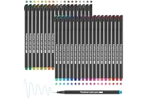 Dacono Fineliner Pens Set, 36 Colour Fine Tip Point Pens - 0.4mm Drawing Pens, No Bleed Fine Line Pen Perfect for Sketching, Drawing, and Writing - Ideal for Artists, Students, and Journaling