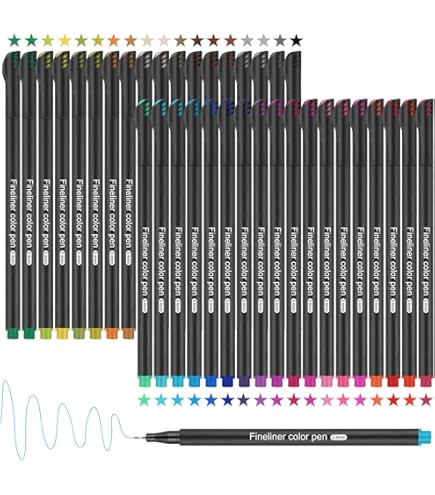 Lot De 20 Stylos Micro Fineliner ARTFLY - 11 Couleurs + 9 Noirs - Pointes 0.2 à 1mm - Encre Impermeable