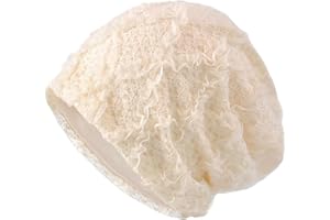 TERYNANLE Sleep Cap for Hair Loss, Cotton Slouch Beanie Hat for Women Floral Lace Turban Beanie Skull Cap, Soft Chemo Headwear for Sleeping Yoga Running Cycling, Breathable Sport Cap Headwrap Classic Baggy Hat