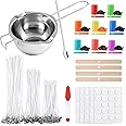 ALLAVA Candle Making Kit, Candle Making Kits for Adults, Make Your Own Candle, 100 Candle Wicks, 8 Candle Colour, 100 Candle Stickers, 4 Wick Holders, Candle Kit for Adults Beginners Wax Melt Kit