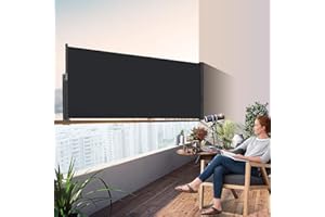 Kidsgigglz Brise Vue Retractable, Paravent Exterieur Retractable Store Exterieur Opaque, Protection de l'intimité et du Vent pour Balcon Terrasse Exterieur, Anthracite Store latéral, 100x300cm