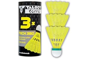 ‎TALBOT TORRO Talbot-Torro Tech 350 Badmintonbälle - 3er oder 6er Dose, verschiedene Farben/Geschwindigkeiten, Nylonfederball für Indoor & Outdoor