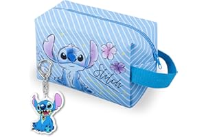 FOESIHEP Cartoon Kosmetiktasche Stitch Süße Schminktasche Reise Kosmetiktasche Organizer mit Schlüsselanhänger Cute Kinder Travel Make Up Tasche Bag Handtasche Kulturtasche zum Aufhängen, Geschenk für Mädchen