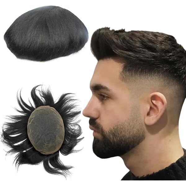 Herren Toupet Aus Echthaar, 30,5 Cm Lang, Schweizer Spitze, Natürlicher Haaransatz – Farbe #4 Mittelbraun