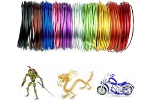 Misazy Fil Daluminium 1mm,10pcs Fil fer pour Bijoux Aluminium Multicolore Fil métallique Flexible Bricolage Matériel Fait à la Main Couleur Mixte fil de Cuivre Nu Perles Fil Cordon pour Artisanat