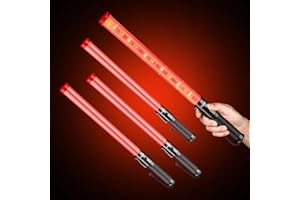 HiGiant [4 Pack] 21inch LED Traffic Control Baton, Red Light Wands with 2 Flashing Modes, Air Traffic Control Light with Side Clip for Parking Direct