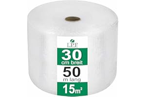 dieLUFTPOLSTERFOLIE Luftpolsterfolie 30cm x 50m Verpackungsfolie Luftpolster Rolle Blisterfolie Noppenfolie Polsterfolie Umzug Knallfolie Polstermaterial Versand Transparent Umzugfolie (1)