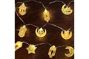 Eledreme ramadan lichterkette, 1.65m 10 led lichterkette innen batterie ramadan deko, eid mubarak dekoration ramadan laterne, lichterkette ramadan dekoration für Festival, Party Lichtervorhang
