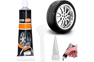 GUAHKUN Tyre Adhesive, Tyre Rubber Adhesive, Black Rubber Adhesive, Car Tyre Sealant with Nozzle and Scraper, Quick Repair of Cracks, Holes and Flaking of Various Tyre Rubbers (50 ml x 1)