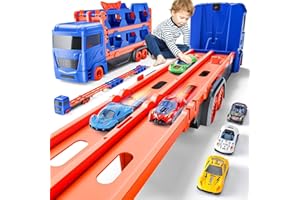 SYHLN Race Track Truck Toys for 2 3 4 Year Old Boys Gifts: 65 Inch Folded Transport Carrier Truck for Boys Toys Age 2 3 4 - Toddler Toy Cars Gifts for 2 3 4 5 Year Old Boys