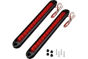 15 LED Trailer Brake Tail Light, LED Bar Stop Turn Tail Lights Waterproof Assembly Brake Strip Red Light for Marine Boats Golf Cart Offroad Truck RV UTV ATV, Waterproof Stop Tail Light Lamp 2pcs