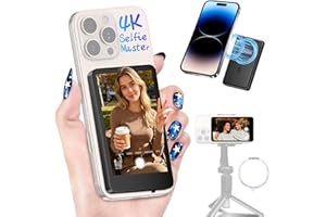 Moman Écran de Moniteur Selfie Magnétique 3,97" pour iPhone & Android, Écran de Surveillance sans Fil Selfie 4K/1080p, Accessoire de Caméra Arrière pour TikTok Live Streaming Vlog - Noir