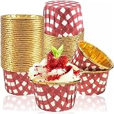 Dolphin Muffin Cake Capsule Square Pattern Red-Gold 25 Piece