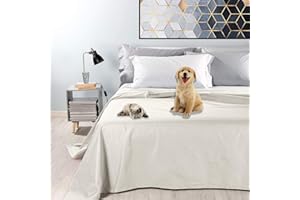 Byour3 - wasserdichte Doppel Tagesdecke Gemischte Baumwolle Bettüberwurf Dekostoff Einzelbett Queen Size Wohndecke Schutz vor Hunden Katzen Kinder Kratzfest Wasserfest Waschbar (Milch, Doppelbett)