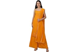 TRENDMALLS Indische Damen Faux Georgette Kurta Palazzo Tunika Tops/Kurti Anzug Set