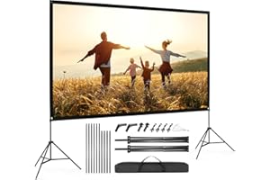 VISULAPEX 100"Ekran do wideoprojektora, składany ekran projekcyjny 4K HD 16: 9 na stojaku, ekran do projektora z przenośną torbą do kina domowego w podróży