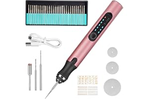 CHEFYUPER Electric Engraving Tool Kit,USB Cordless Rechargeable Engraving Pen,Mini DIY Engraving Tool Kit for Glass Wood Metal Stone Plastic Nails and Jewelry,Carving Tools with 35 Bits(Rose Gold)