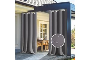 ZWGQZYTX Rideau de Fenêtre Extérieur Bloc de Soleil Coupe-Vent Imperméable Rideaux Occultants pour Jardin Chambre Porche Gazebos Gris 2 pièces | L170cm * H170cm