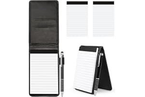 Delsen 4 Stücke Mini Notizblock-Halter-Set A7 Halter Kleine Notizblock Mini Pocket Notizbuch PU Leather Notebook mit Metall Stift und Replacement Notepads für AktivitäTen im Freien