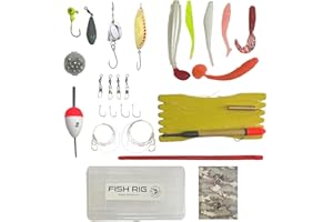 RIGGED & READY TRAVEL FISHING Fish Rig Travel Fishing Tackle Box + Tackle. 30 Essential Angling Tackle Items + How to Fish Guide. By Rigged and Ready