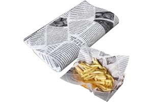 TIANNAIT 120 fogli di carta antigrasso stampato per confezionare alimenti, impermeabile, multiuso, sandwich vintage, adatto per pollo fritto e patatine fritte (22 x 22 cm)