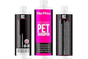 VITO-KLEEN Baby Powder Dog Shampoo & Conditioner In One | 1 LITRE Professional Grooming | Conditioning & Aloe Extracts Prevent Dandruff | Extra Mild For Daily Use | For Smelly, Itchy, Dogs & Pets | UK Made