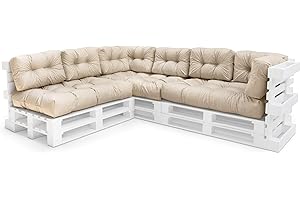 Spatium Palettenkissen Set abnehmbar Bezug wasserdicht gesteppt Palettenauflage Palettenpolster Palettensofa Palettenmöbel Beige 11er Set