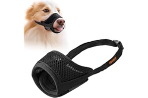 IREENUO kaganiec, zapobiega gryzieniu, szczekaniu i żuciu, z regulowaną pętlą, oddychająca siatka, rozmiar L, czarny