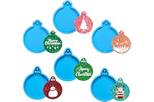 UTEFIF 6 PCS Silikonformen für Weihnachten, Weihnachten Resin,Silikonform Epoxidharz Formen Silikon,DIY Gießform Harz Silikonformen für Weihnachtskugeln Weihnachtsbaum Deko