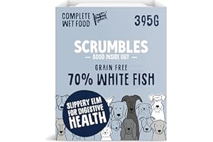 Scrumbles Natural Wet Dog Food, Grain Free Recipe with 70% White Fish and Slippery Elm, 7x 395g