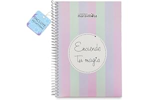 LA MENTE ES MARAVILLOSA - Cuaderno A5 con Espiral, Tapa Dura y Frase | Enciende tu Magia | Libreta con Hojas de 90 g y Pegatinas, Regalo Original (Diseño Magia)