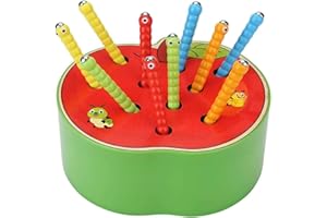 Afufu Drewniane zabawki dla dzieci w wieku 3 lat, zabawki edukacyjne Montessori w wieku 3-4, 5 lat, wczesna nauka umiejętności motorycznych, łapanie owoców, gra na urodziny dla dzieci, małych dzieci,