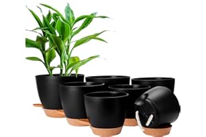 CSYY Blumentopf, 7 Stück Kunststoff Blumentopf mit Bewässerungssystem 20.3/19/17.7/16.5/15.2/14/12.7cm, Pflanztopf Selbstbewässerung Übertopf mit Untersetzer, für Drinnen und Draußen Geeignet