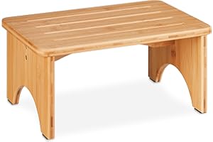 Relaxdays Fußbank Bambus, für Bad, Küche, Wohnzimmer, HBT: 17,5 x 39 x 25 cm, Kleiner Fußhocker, Blumenhocker, Natur