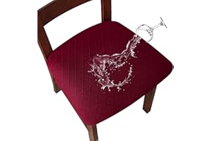 SHENGYIJING Fundas de asiento elásticas impermeables con diseño de celosía de diamante para sillas de comedor, fundas de sillas de cocina con hebilla (rojo vino, 2)