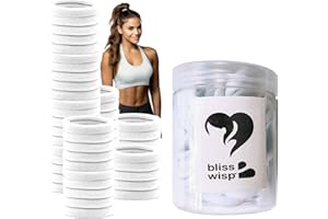 BLISSWISP Zestaw 50 Wielokolorowych Gumki do włosów Unisex - Idealne dla Kobiet, Dziewczynek, Man Bun, Elastyczne i Mocne, w Praktycznym Opakowaniu (Biały)