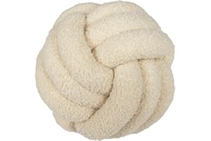 Fay Bless Almohada moderna para decoración del hogar, cojín redondo suave hecho a mano para dormitorio, cama y sala de estar (beige, 28 cm)