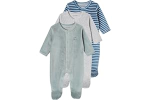 VERTBAUDETLot de 3 Pyjamas bébé Mixte en Velours Ouverture Naissance