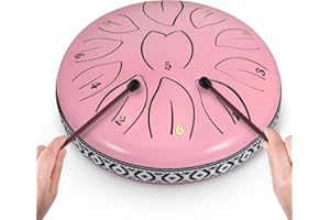SenDeluz Steel Tongue Drum 11 Note 6 Inches Rain Drums for Garden,Handpan Drums for Kids with Music Book, Mallets and Carry Bag,Percussion Instrument Gift for Meditation Musical Education